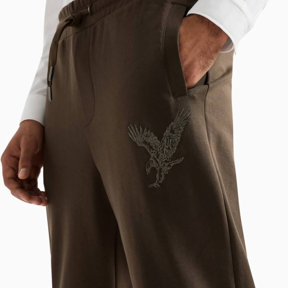 A|X Armani Exchange Men's Regular-Fit Eagle Logo Black Olive Joggers ~ Size M - Picture 3 of 11